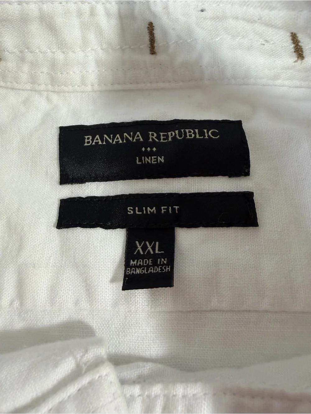 Banana Republic White Short-Sleeve Button-Down Shirt XXL Linen Blend